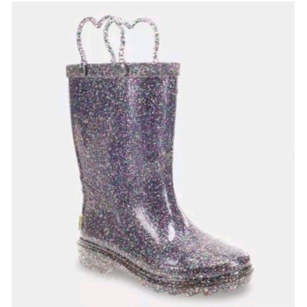 Western Chief Abby Unisex Kids Glitter Rubber Pull On Waterproof Rain Boot
